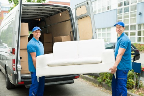 Moving van and home relocation scene in Westminster