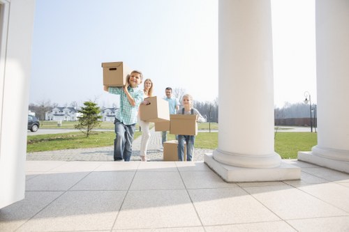 Moving boxes and household items in central London