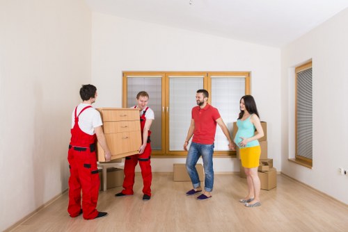 Local moving van in Westminster with boxes and furniture