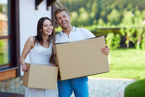 Office relocation with boxes and equipment in Westminster