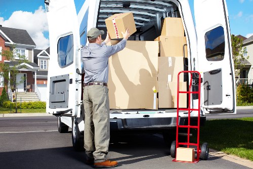 Packed boxes and furniture ready for a Westminster home move