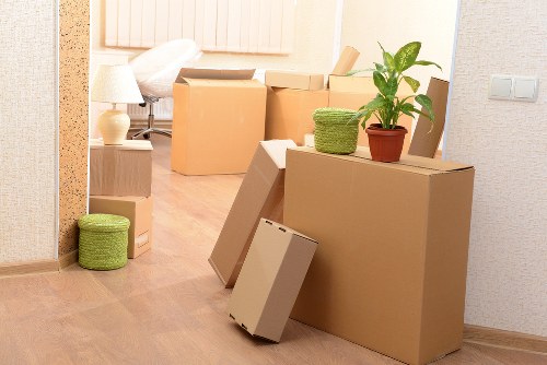 Loading boxes and furniture into a van for a Westminster move