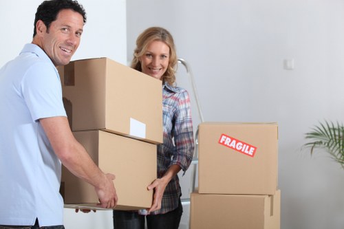 Moving service helping with flat removals in a central Westminster building